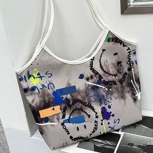Chocolate Color Oil Paint Graffiti Canvas Bag